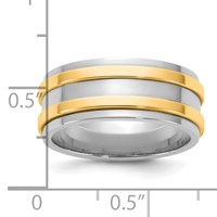 14K Two-Tone Band with Y 8mm Double Banded Wedding, Size 7 view 4