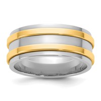 14K Two-Tone Band with Y 8mm Double Banded Wedding, Size 7 view 1
