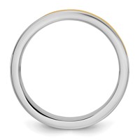 14K Two-Tone Band with Y 6mm Step Up Beveled Wedding view 2