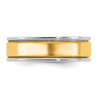 14K Two-Tone Band with Y 6mm Step Up Beveled Wedding view 3