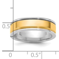 14K Two-Tone Band with Y 6mm Step Up Beveled Wedding view 4