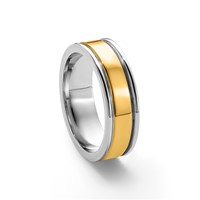 14K Two-Tone Band with Y 6mm Step Up Beveled Wedding view 5