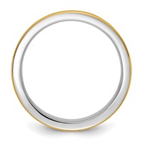 14K Two-Tone Band with Y 7mm Step Up Beveled Wedding view 2