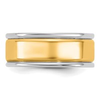 14K Two-Tone Band with Y 7mm Step Up Beveled Wedding view 3