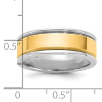 14K Two-Tone Band with Y 7mm Step Up Beveled Wedding view 4