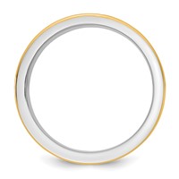 14K Two-Tone Band with Y 8mm Step Up Beveled Wedding view 2