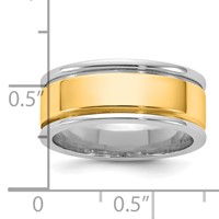 14K Two-Tone Band with Y 8mm Step Up Beveled Wedding view 4