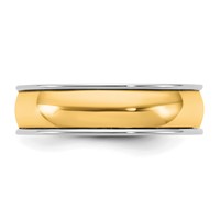 14K Two-Tone Band with Y 6mm Half Round Wedding view 3