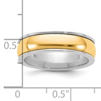14K Two-Tone Band with Y 6mm Half Round Wedding view 4