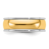14K Two-Tone Band with Y 7mm Half Round Wedding - Size 7 view 3