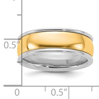 14K Two-Tone Band with Y 7mm Half Round Wedding - Size 7 view 4