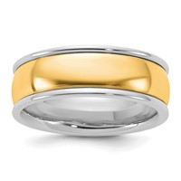 14K Two-Tone Band with Y 7mm Half Round Wedding - Size 7 view 1