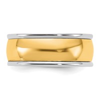 14K Two-Tone Band with Y 8mm Half Round Wedding view 3