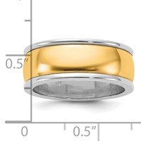 14K Two-Tone Band with Y 8mm Half Round Wedding view 4