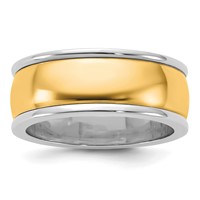 14K Two-Tone Band with Y 8mm Half Round Wedding view 1
