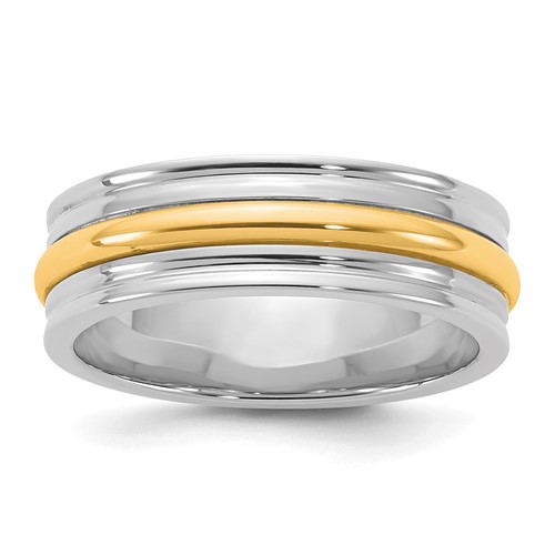 14K Two-Tone Band with Y 6mm Single Banded Wedding, Size 7