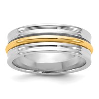 14K Two-Tone Band with Y 7mm Single Banded Wedding view 1