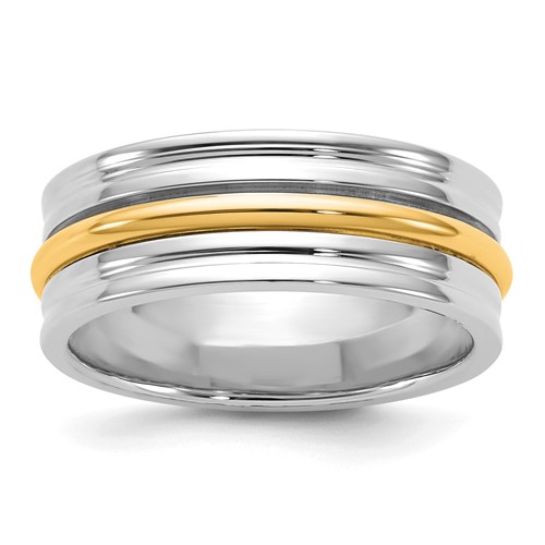 14K Two-Tone Band with Y 7mm Single Banded Wedding, Size 7