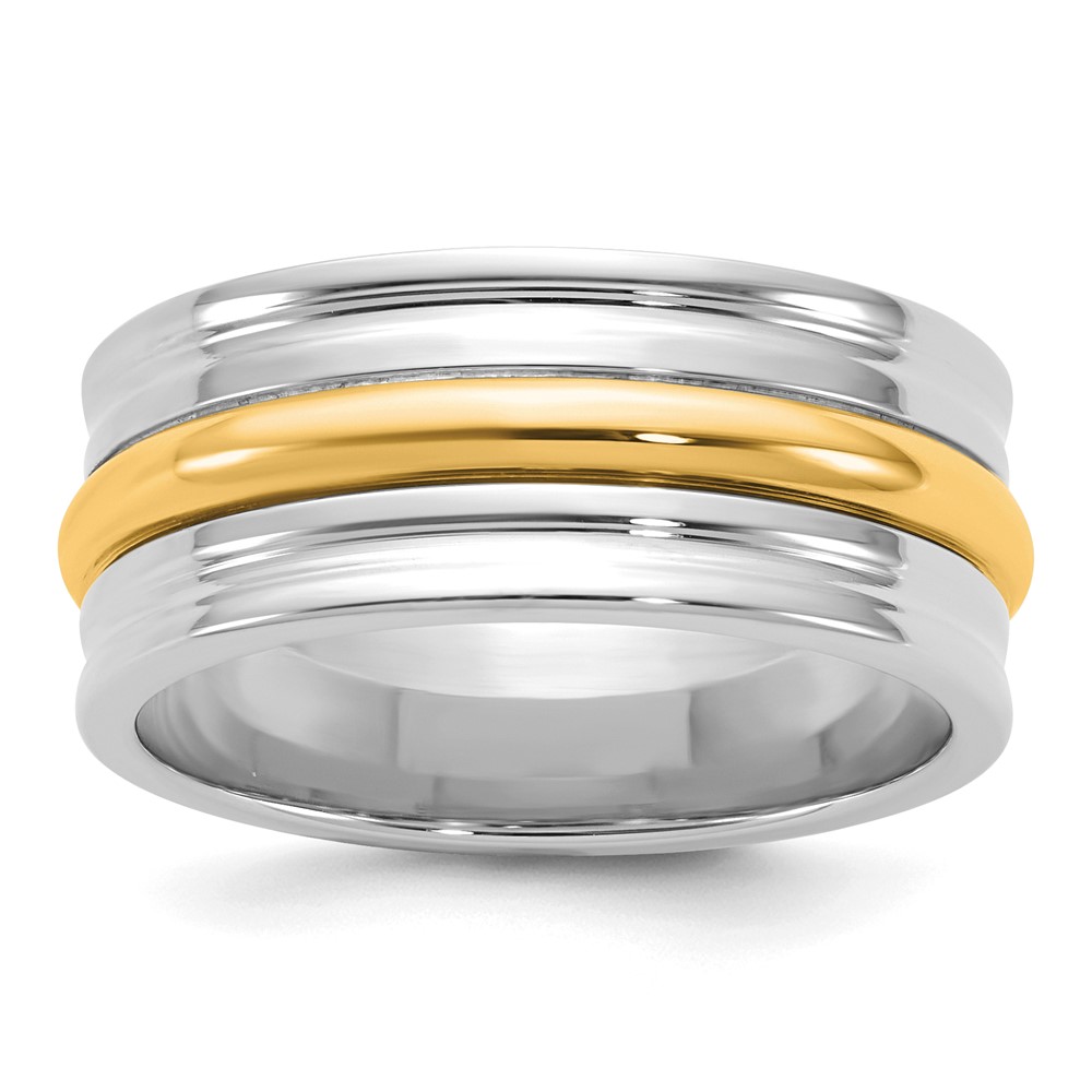 14K Two-Tone Band with Y 8mm Single Banded Wedding