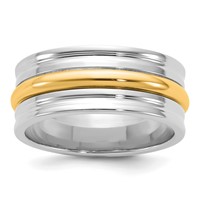 14K Two-Tone Band with Y 8mm Single Banded Wedding view 1