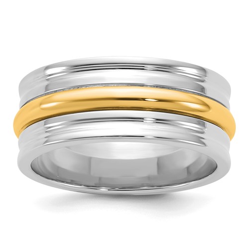 14K Two-Tone Band with Y 8mm Single Banded Wedding, Size 7