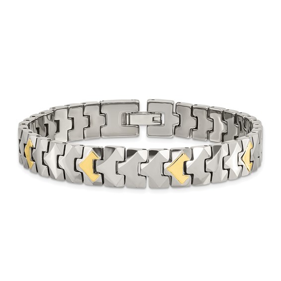 Tungsten w/10k Polished Chevron Style 8.25in Bracelet