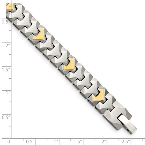 Tungsten w/10k Polished Chevron Style 8.25in Bracelet