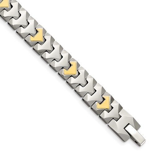 Tungsten Bracelet with 10K Polished Chevron Style, 8.25"