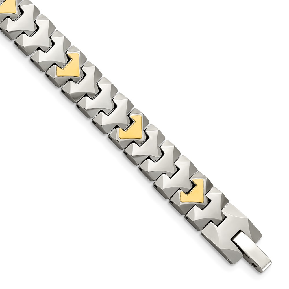 Tungsten w/10k Polished Chevron Style 8.25in Bracelet