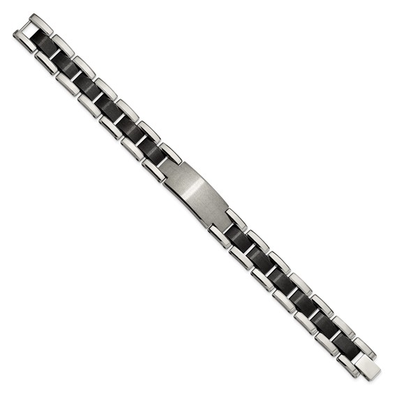 Chisel Tungsten Brushed and Polished Black IP-plated 8.5 inch Bracelet