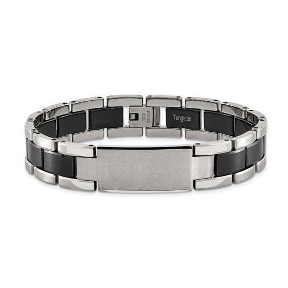 Chisel Tungsten Brushed and Polished Black IP-plated 8.5 inch Bracelet