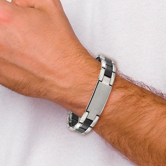 Chisel Tungsten Brushed and Polished Black IP-plated 8.5 inch Bracelet