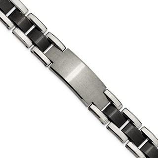 Chisel Tungsten Brushed and Polished Black IP-plated 8.5 inch Bracelet
