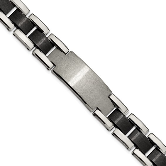 Chisel Tungsten Brushed and Polished Black IP-plated 8.5 inch Bracelet