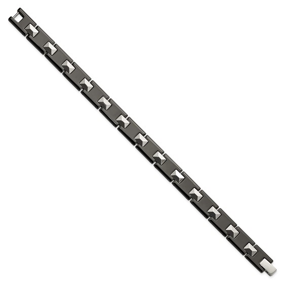 Chisel Tungsten and Black Ceramic Polished 8.5 inch Bracelet