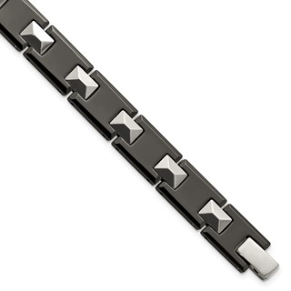 Chisel Tungsten and Black Ceramic Polished 8.5 inch Bracelet