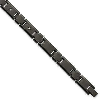 Chisel Tungsten Polished Black IP-plated 1/10 carat Diamond 9 inch Bracelet