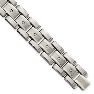 Chisel Tungsten Brushed and Polished with 1/3 carat Diamonds 8.5 inch Bracelet