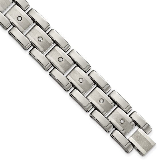 Chisel Tungsten Brushed and Polished with 1/3 carat Diamonds 8.5 inch Bracelet