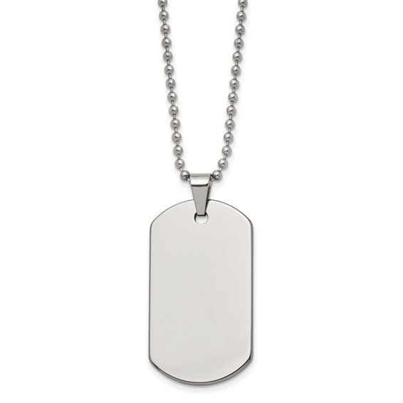 Chisel Tungsten Polished Dog Tag 22 inch Necklace