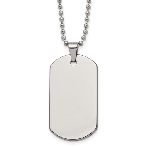 Chisel Tungsten Polished Dog Tag Necklace, 22"