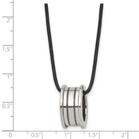 Tungsten Polished Leather Cord Necklace - 18in view 5