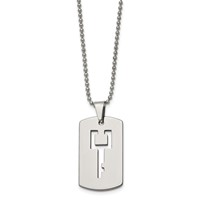 Chisel Tungsten Polished Dog Tag with Key Cut-out 22 Inch Necklace view 3