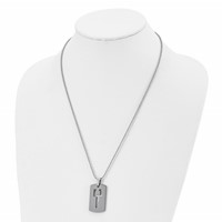Chisel Tungsten Polished Dog Tag with Key Cut-out 22 Inch Necklace view 4