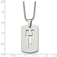 Chisel Tungsten Polished Dog Tag with Key Cut-out 22 Inch Necklace view 5
