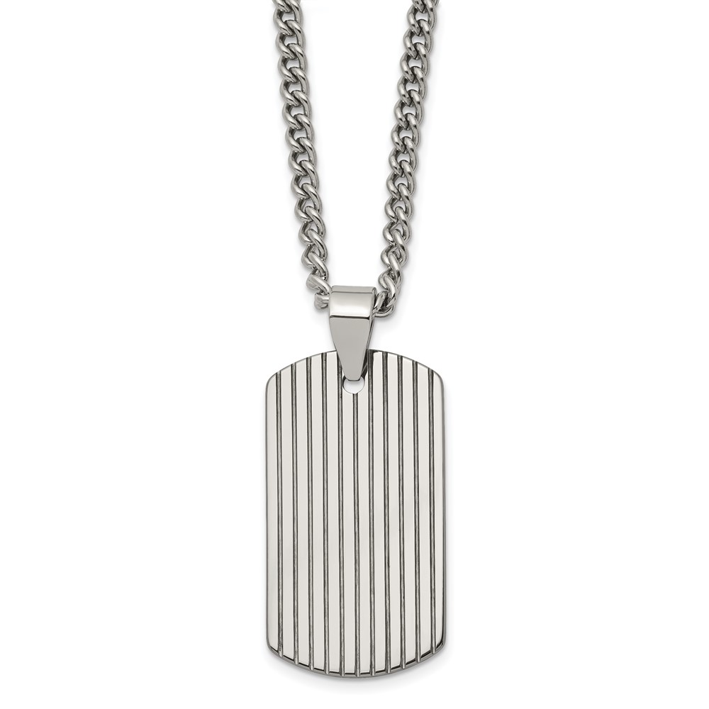 Tungsten Polished Dog Tag 22in Necklace