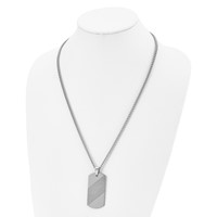 Chisel Tungsten Textured and Polished Dog Tag Necklace, 24" view 4