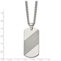 Chisel Tungsten Textured and Polished Dog Tag Necklace, 24" view 3