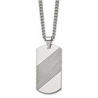 Chisel Tungsten Textured and Polished Dog Tag Necklace, 24" view 1