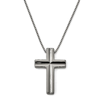 Tungsten Cross Pendant with Stainless Steel 1.5 mm 24" Box Chain